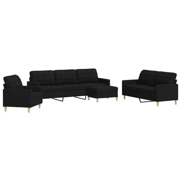 Syfax™ Set Di Divani 4 Pz Con Poggiapiedi Nero In Tessuto-image