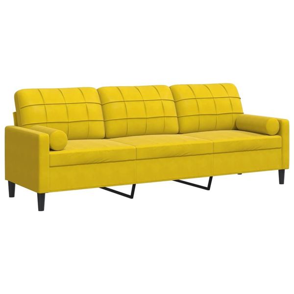 Syfax™ Divano A 3 Posti Con Cuscini Giallo 210 Cm In Velluto-image