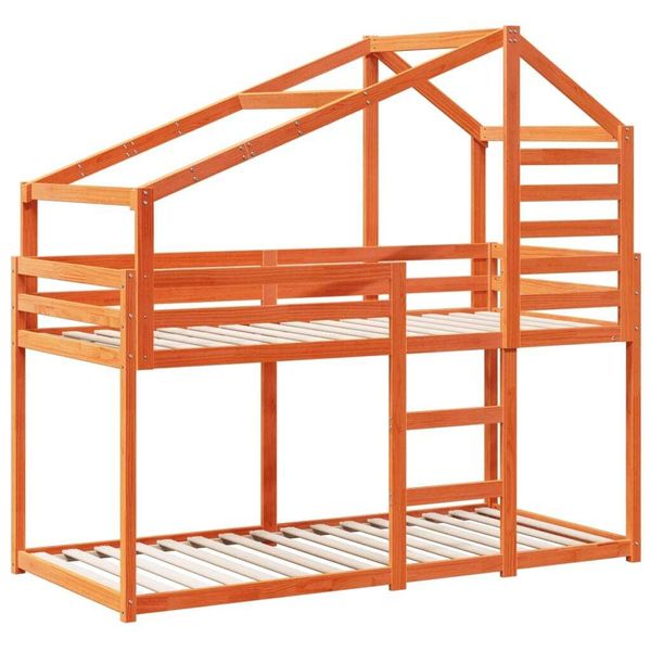 Syfax™ Letto A Castello Con Tetto Cera 80X200 Cm Legno Massello Pino-image