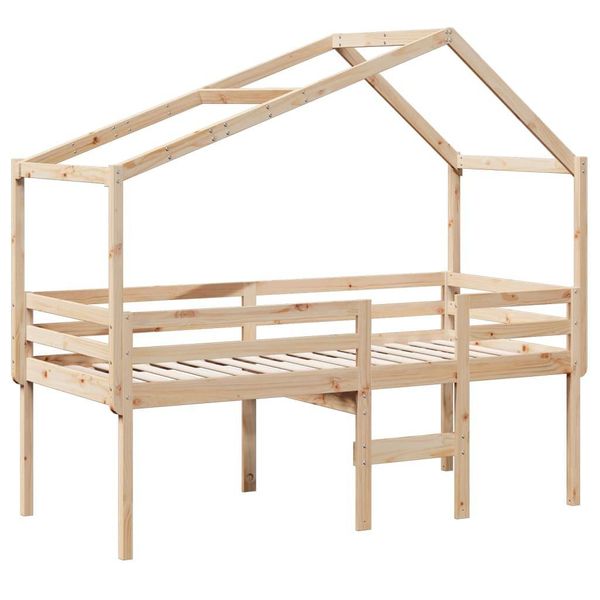 Syfax™ Letto A Soppalco Con Tetto 75X190 Cm In Legno Massello Di Pino-image
