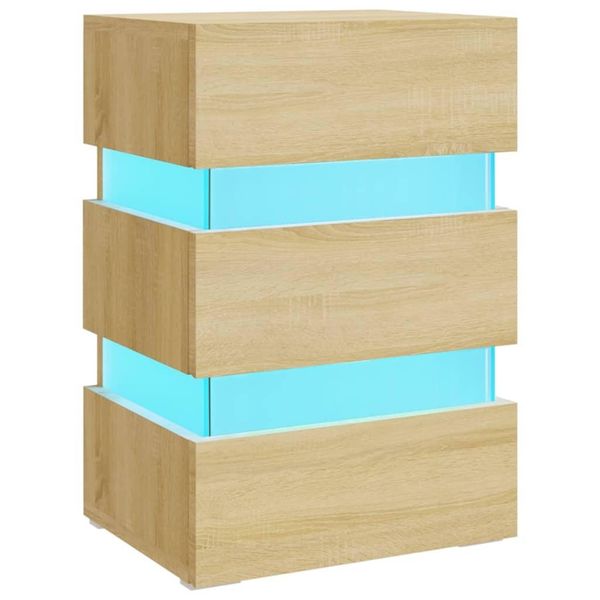 Syfax™ Comodino Con Luci Led Sonoma 45X35X67 Cm In Legno Multistrato-image