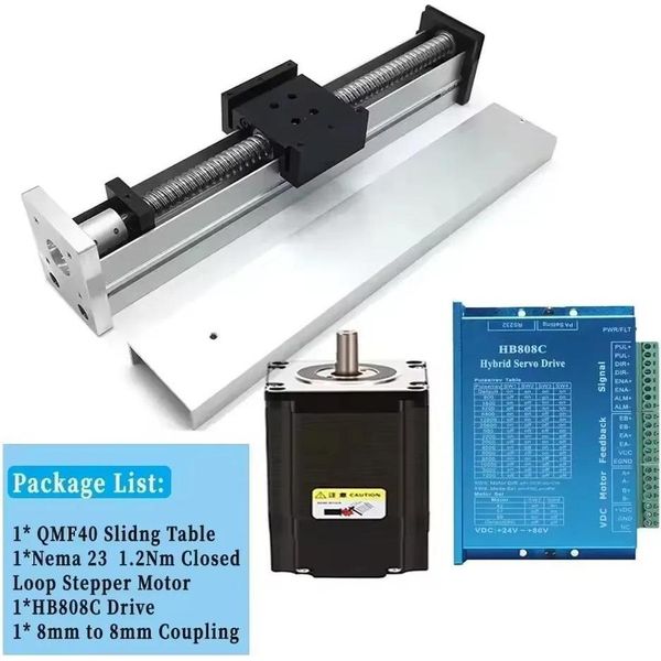 Tavola Scorrevole Cnc, Vite A Ricircolo Di Sfere SFU1605, Corsa 300 Mm, Qmf40-1,2Nm Chiuso, SFU1605-200 Mm Di Corsa-image