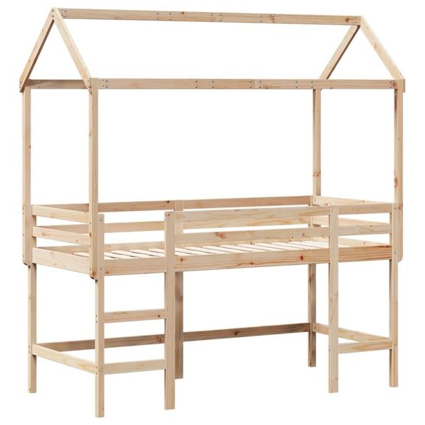 Syfax™ Letto Soppalco Con Scala E Tetto 90X190 Cm Legno Massello Pino-image