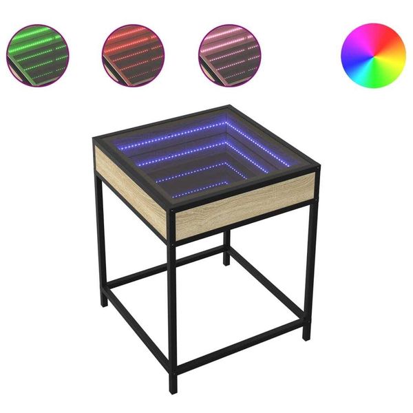 Syfax™ Comodino Con Led Infinity Rovere Sonoma 40X40X51 Cm-image