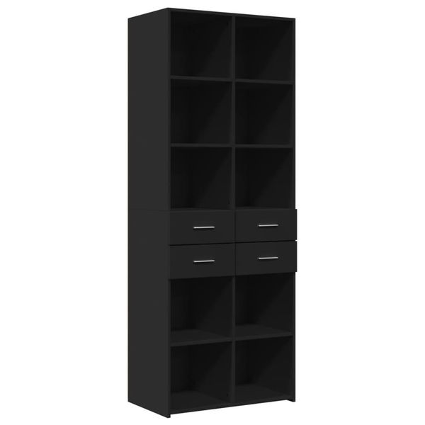 Syfax™ Credenza Nera 70X42,5X185 Cm In Legno Multistrato-image