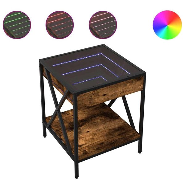 Syfax™ Comodino Con Led Infinity Rovere Fumo 40X40X49 Cm-image