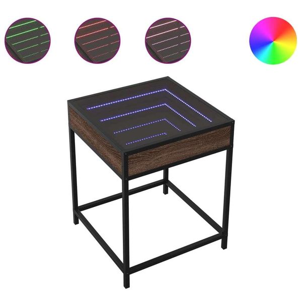 Syfax™ Comodino Con Led Infinity Rovere Marrone 40X40X51 Cm-image