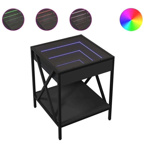 Syfax™ Comodino Con Led Infinity Nero 40X40X49 Cm-image