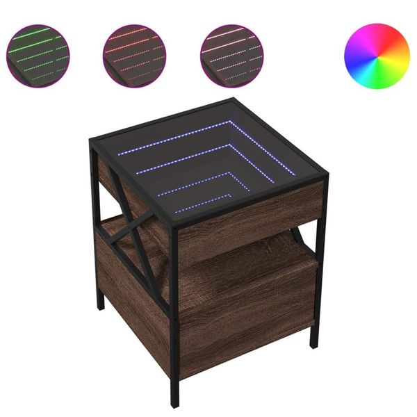 Syfax™ Comodino Con Led Infinity Rovere Marrone 40X40X51 Cm-image
