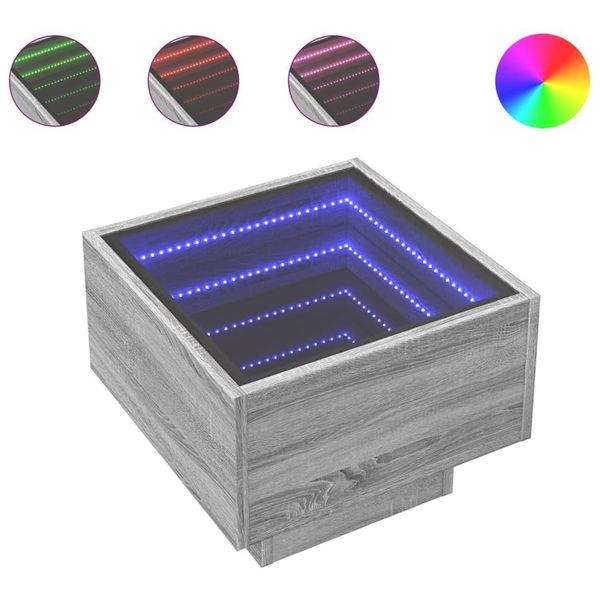 Syfax™ Comodino Con Led Infinity Rovere Sonoma 40X40X30 Cm-image