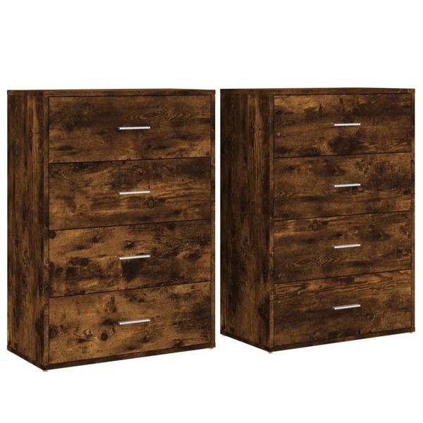 Syfax™ Credenze 2 Pz Rovere Fumo 60X31X84 Cm In Legno Multistrato-image