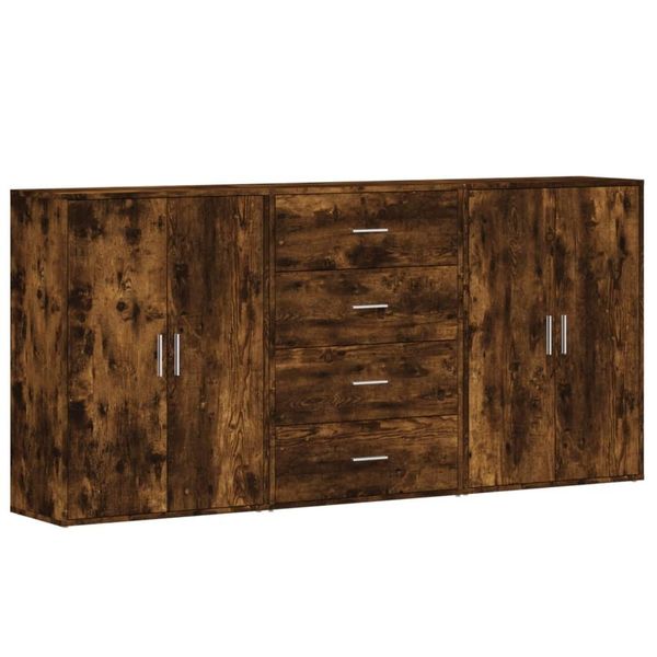 Syfax™ Credenze 3 Pz Rovere Fumo 60X31X84 Cm In Legno Multistrato-image