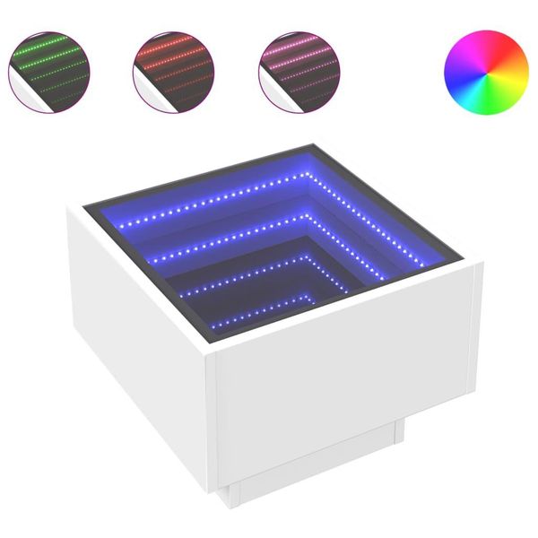 Syfax™ Comodino Con Led Infinity Bianco 40X40X30 Cm-image