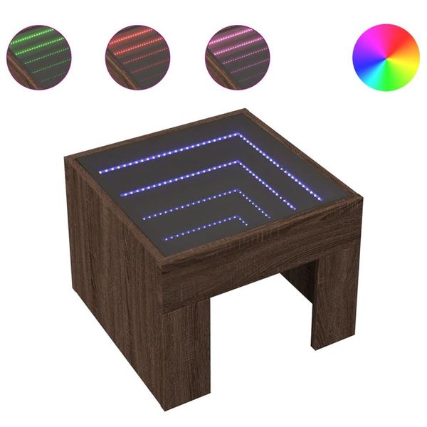 Syfax™ Comodino Con Led Infinity Rovere Marrone 40X40X30 Cm-image