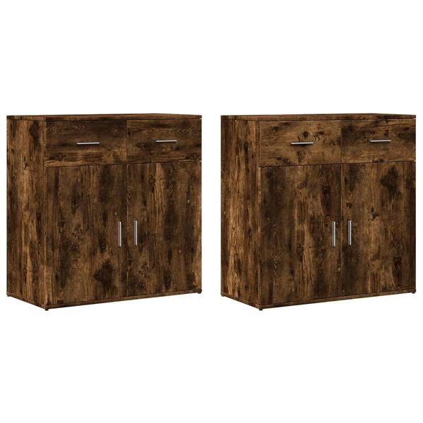 Syfax™ Credenze 2 Pz Rovere Fumo 79X38X80 Cm In Legno Multistrato-image