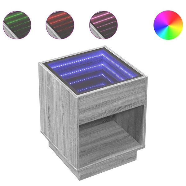 Syfax™ Comodino Con Led Infinity Rovere Sonoma 40X40X50 Cm-image
