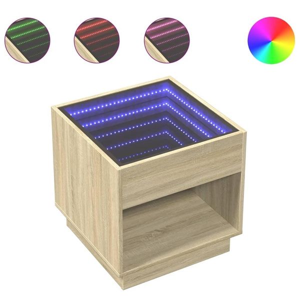 Syfax™ Comodino Con Led Infinity Rovere Sonoma 50X50X50 Cm-image
