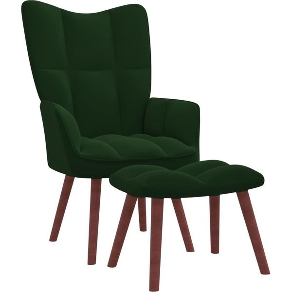 Syfax™ Poltrona Relax Con Poggiapiedi Verde Scuro In Velluto-image