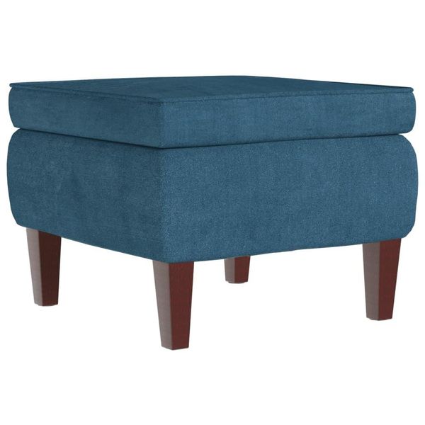 Syfax™ Poggiapiedi Con Gambe In Legno Blu In Velluto-image