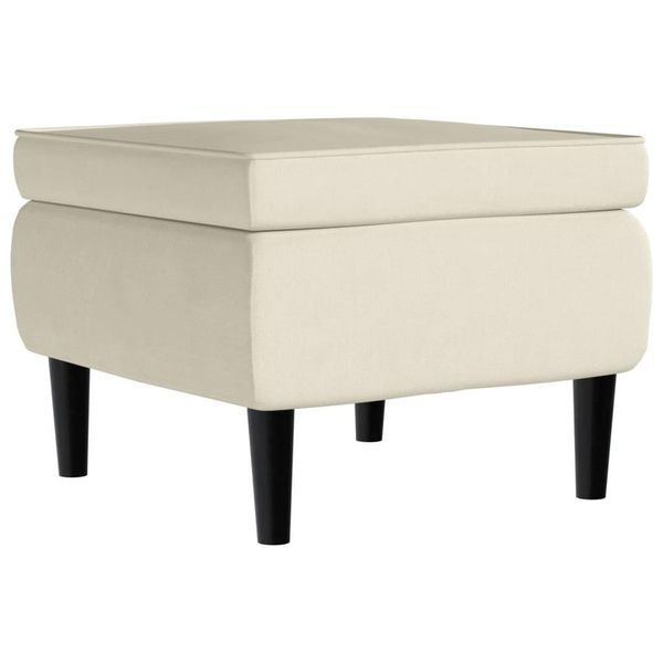 Syfax™ Sgabello Con Gambe In Legno Color Crema E Velluto-image