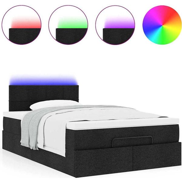 Syfax™ Pouf Letto Con Materasso Nero 120X200 Cm In Tessuto-image