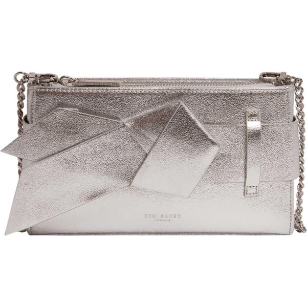 Ted Baker Pochette Borsa A Tracolla Jimmah Softpoliuretanobow Clutch Bag Silver - Col Argentato-image