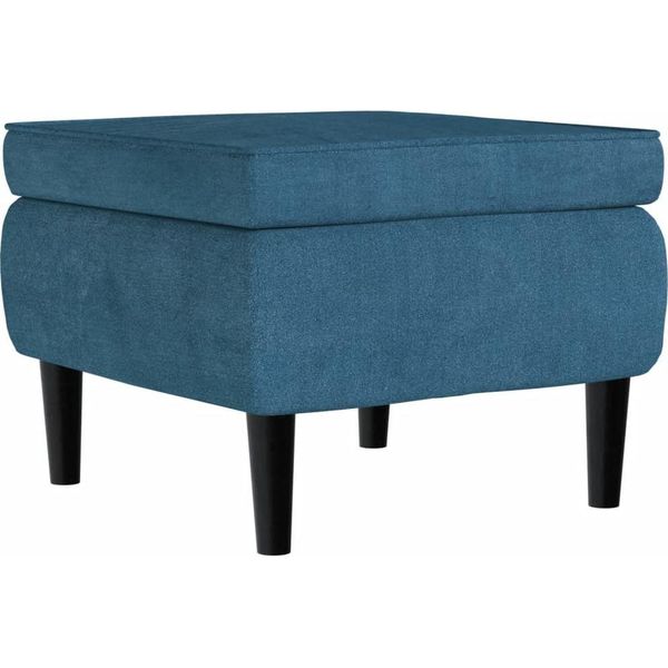 Syfax™ Poggiapiedi Con Gambe In Legno Blu In Velluto-image