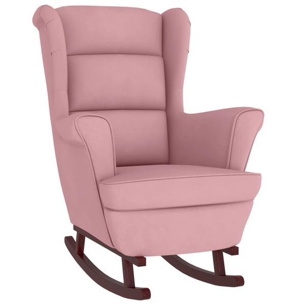 Syfax™ Sedia A Dondolo Con Schienale Alto In Velluto Rosso-image