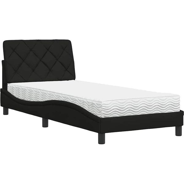 Syfax™ Letto Con Materasso Nero 80X200 Cm In Tessuto-image
