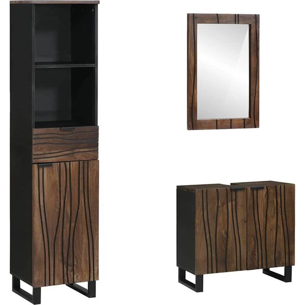 Syfax™ Set Di Mobili Per Il Bagno 3 Pcs Marrone Noce Legno Multistrato-image