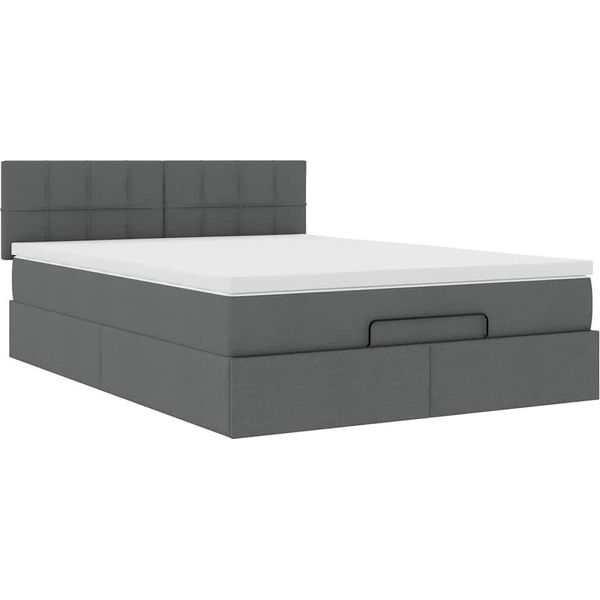 Syfax™ Pouf Letto Con Materasso Grigio Scuro 140X190 Cm In Tessuto-image