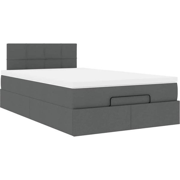 Syfax™ Pouf Letto Con Materasso Grigio Scuro 120X200 Cm In Tessuto-image