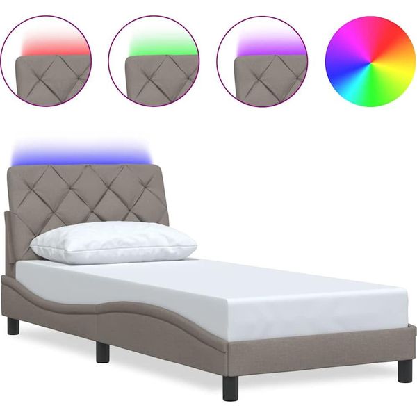 Syfax™ Giroletto Con Led Senza Materasso Tortora 80X200 Cm Tessuto-image