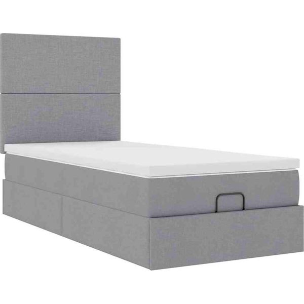 Syfax™ Pouf Letto Con Materasso Grigio Chiaro 90X200 Cm In Tessuto-image
