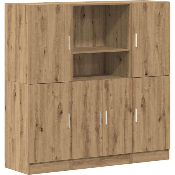 Syfax™ Set Di Mobili Da Cucina 3 Pz Rovere Marrone In Truciolato-image
