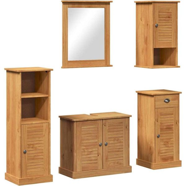 Syfax™ Set Di Mobili Per Il Bagno Con Porta Vigo 5 Pcs Marrone Miele-image
