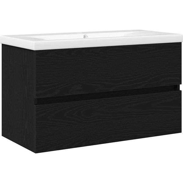 Syfax™ Armadio Per Lavabo Da Bagno Rovere Nero 80 X 39 X 62 Cm-image