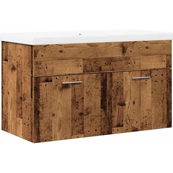 Syfax™ Set Mobili Da Bagno 2 Pz Legno Antico In Legno Multistrato-image