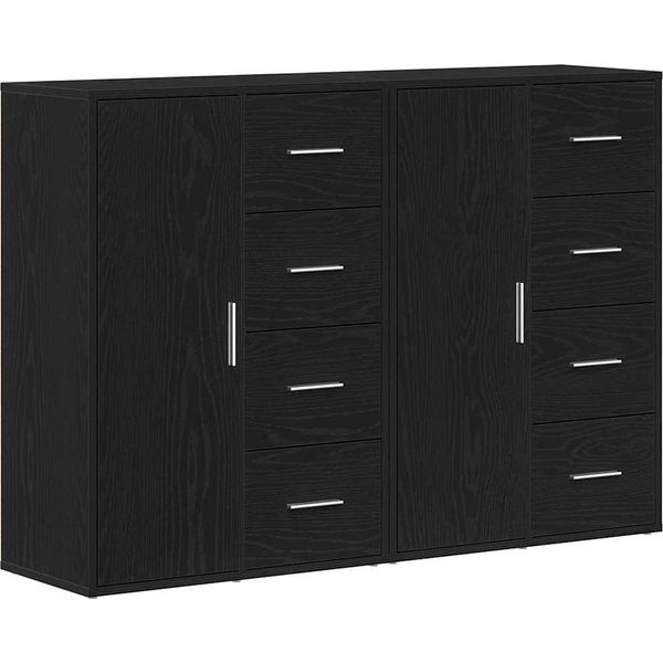 Syfax™ Credenza 2 Pcs Rovere Nero 60 X 31 X 84 Cm Legno Multistrato-image