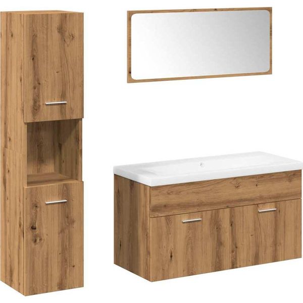 Syfax™ Set Mobili Da Bagno 5 Pz Rovere Artigianale Legno Multistrato-image