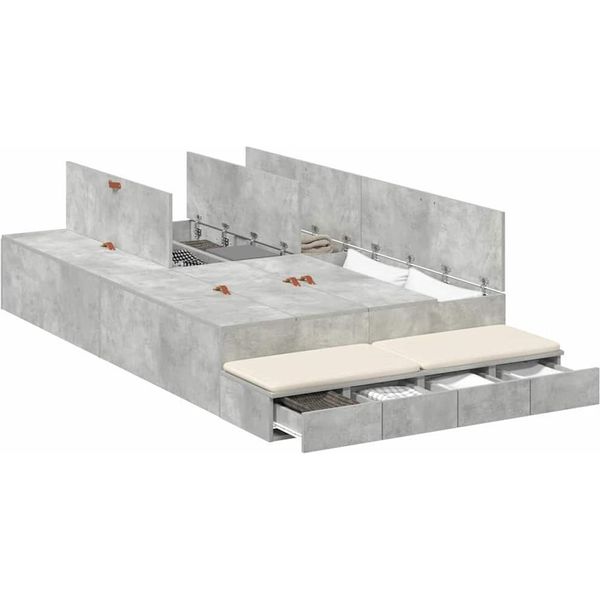Syfax™ Struttura Letto Con Contenitore Grigio Cemento 120 Cm-image