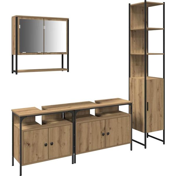 Syfax™ Set Di Mobili Per Il Bagno Con Porta 4 Pcs Rovere Artigianale-image