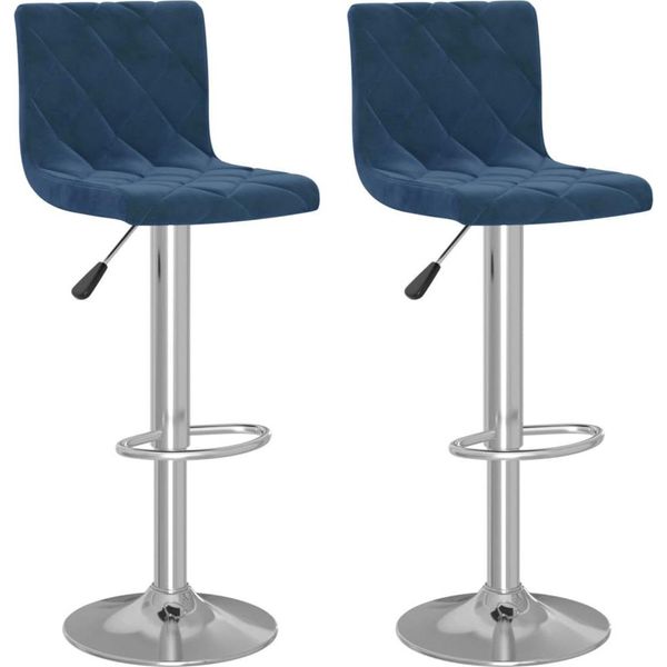 Syfax™ Sgabelli Da Bar 2 Pz Blu In Velluto-image