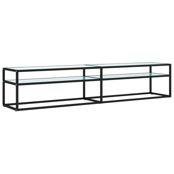 Syfax™ Mobile Porta Tv Marmo Bianco 200X40X40,5 Cm In Vetro Temperato-image