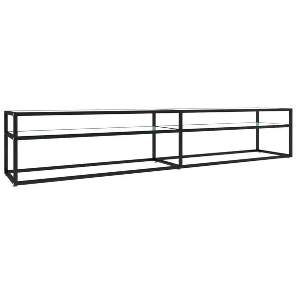 Syfax™ Mobile Porta Tv Marmo Bianco 220X40X40,5 Cm In Vetro Temperato-image
