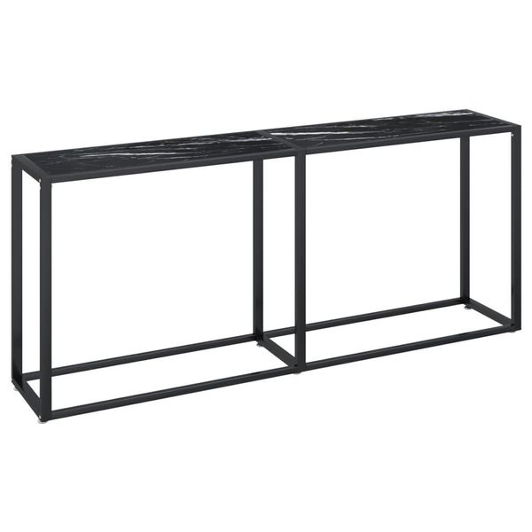 Syfax™ Tavolo Consolle Marmo Nero 180X35X75,5 Cm In Vetro Temperato-image