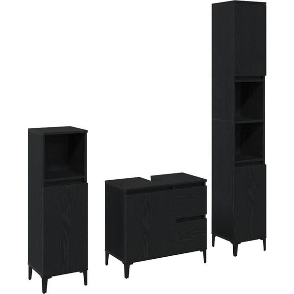 Syfax™ Set Di Mobili Per Il Bagno Montaggio A Parete 3 Pcs Rovere Nero-image
