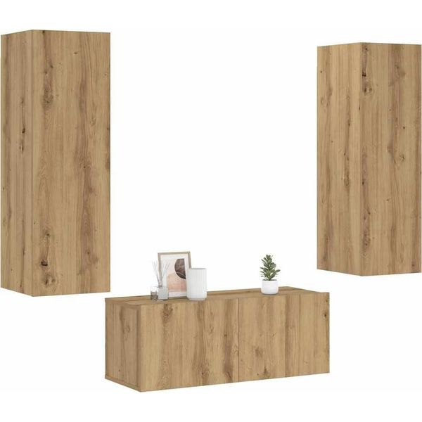 Syfax™ Mobili Tv A Parete 3 Pz Rovere Artigianale In Legno Multistrato-image
