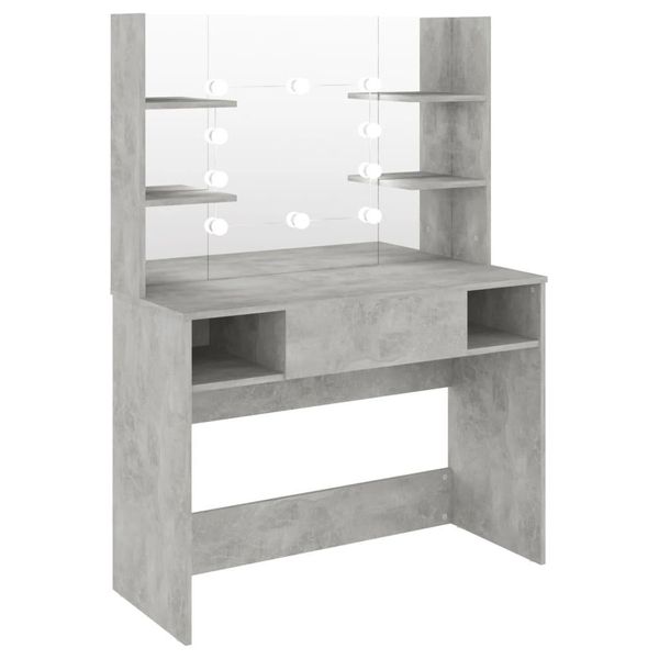 Syfax™ Toeletta Con Luci Led 100X40X135 Cm In Mdf Grigio Cemento-image