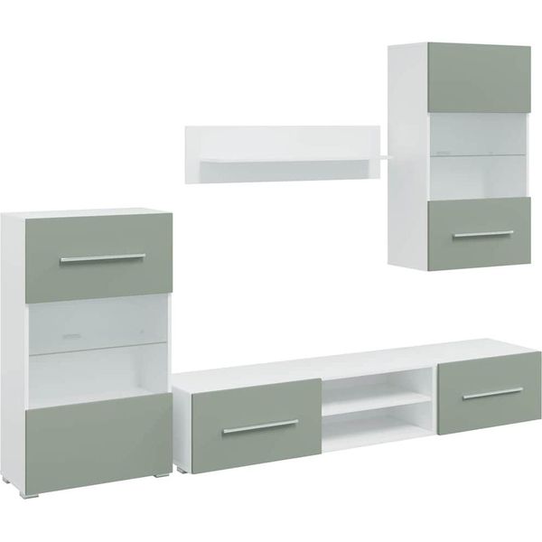 Syfax™ Mobile Tv 5 Pz Con Illuminazione A Led Verde Oliva Truciolato-image